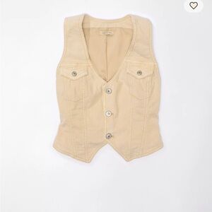 NWT American Eagle Outfitters Corduroy Cream Beige Button-Up Vest- Small